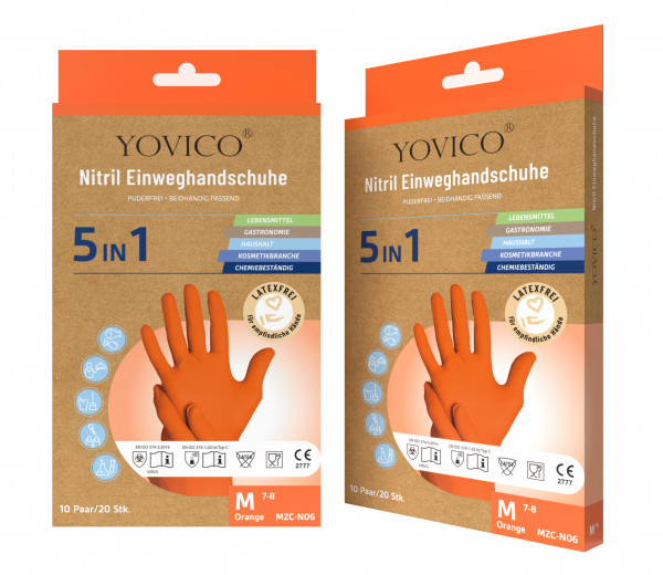 YOVICO Einmalhandschuhe Nitril orange 20 Stück