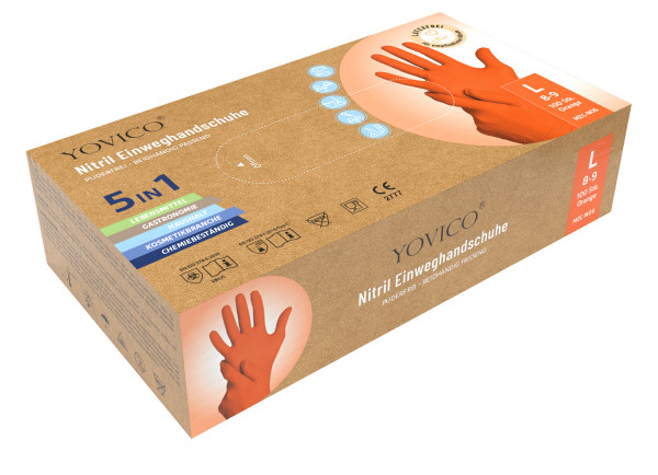 YOVICO Einmalhandschuhe Nitril orange 100 Stück