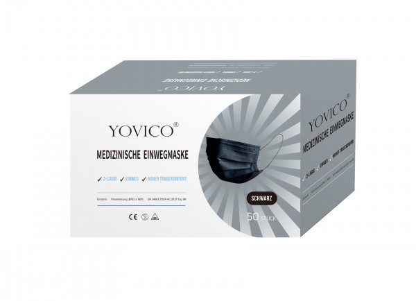 YOVICO ® bunte Medizinische Einwegmaske Schwarz